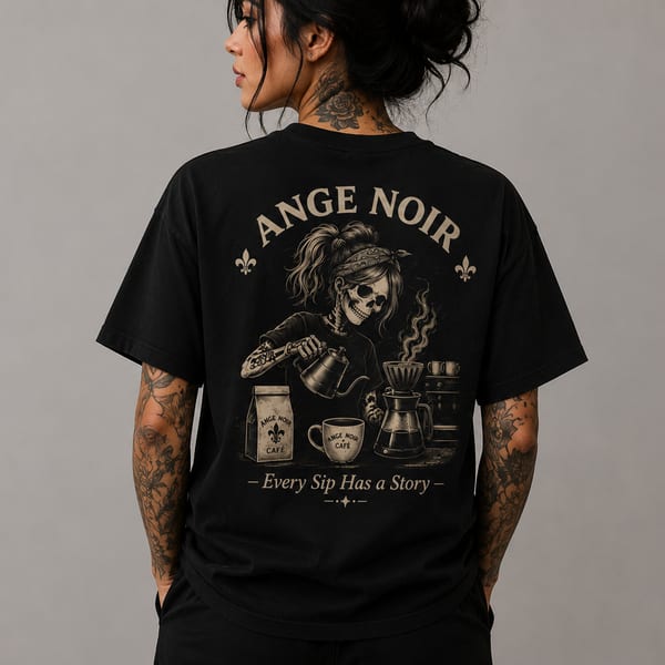 Ange Noir Cafe t-shirt back design