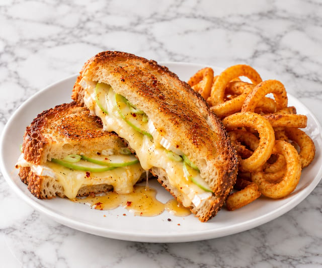 Frenchy Grilled Cheese + seasoned fries.