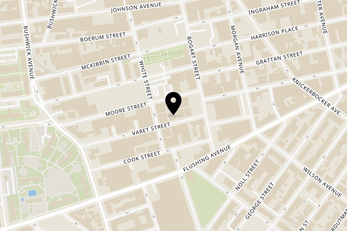 Map showing the location of Ange Noir Cafe on 247 Varet St in Brooklyn